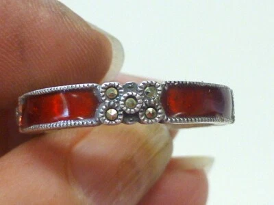 Кольцо Judith Jack из чистого серебра с марказитом и красной эмалью размер 9 - Изображение 1 из 4