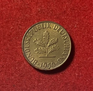 Germany 1950 D 5 Pfennig Brass Clad Steel Coin KM#107 T5596 - Picture 1 of 2
