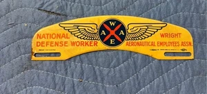 Vintage 1950s National Defense Worker Aeronautical Metal License Plate Topper - Picture 1 of 2