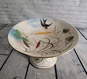 ANTIQUE AESTHETIC MOVEMENT BOTANICAL CAKE STAND PLATE 1800s - Picture 1 of 11