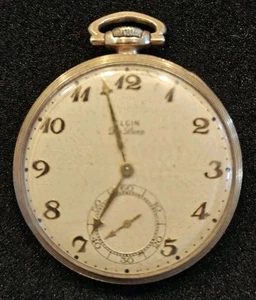 Elgin De Luxe Deluxe 10k gold filled 17j open face pocket watch works 1940's - Picture 1 of 11