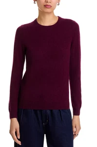 Maglione girocollo donna C Designer 100% cashmere bordeaux - Medium - vendita al dettaglio $178 - Foto 1 di 6