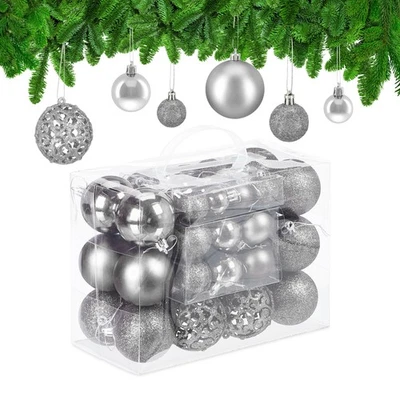 Relaxdays Palline di Natale Set da 50 Addobbi Natalizi Opache Lucide Glitterate - Immagine 1 di 4
