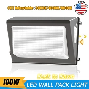 Commercial 100W LED Wall Pack Lights Outdoor Security Lighting 3000K 4000K 5000K - Picture 1 of 13