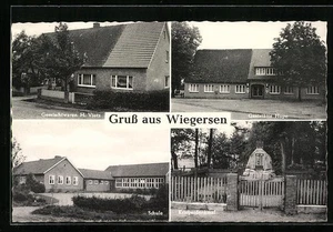 AK Wiegersen, Gemischtwaren H. Vietz, Gaststätte Hupe, Schule, Kriegerdenkmal - Picture 1 of 2