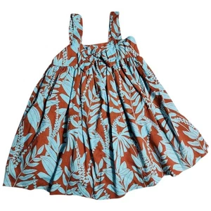 Janie and Jack braun blau Blätterdruck Kleid Größe 2T Baumwolle tropisch Sommerkleid - Bild 1 von 8