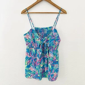 Top Lilly Pulitzer Cadie Cami Formentera Turquesa Keep on Beafing Talla 12 - Imagen 1 de 5