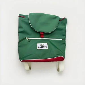 Lacoste Retro Sport Medium Backpack Green/ Red White Vintage Straps Duffle Carry - Picture 1 of 12