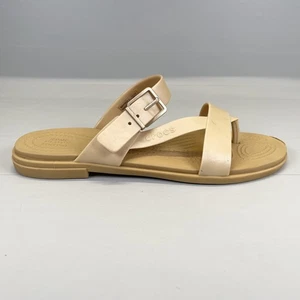 Crocs Tulum Damen-Sandalen Größe 9 beige Riemen Schnalle Zehensteg bequeme Schuhe - Bild 1 von 10