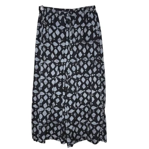 Global Mamas Blue Diamond Print Wide Leg Capri Pants Size Small - Picture 1 of 8