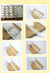 FCL 5 yard white and Cream Scalloped Trimmimg Broad crochet Vintage Sewing lace - Picture 1 of 51