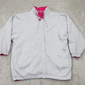 Vintage Basic Editions Reversible Jacket Womens OSFA Gray/Pink Full Button Coat - Picture 1 of 15