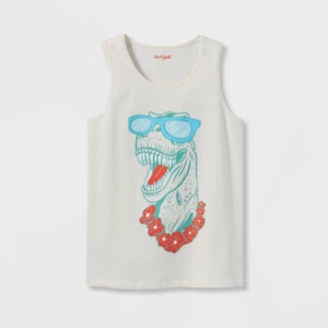NEW Boys Tropical Trex Dinosaur Graphic Tee Sleeveless Tank sz XXL or XL husky - Picture 1 of 5