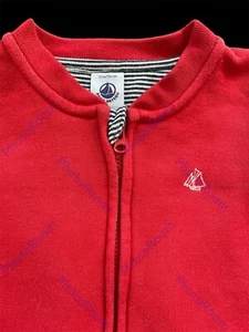 Petit Bateau EUC Red 100% Cotton Knit Zip Sweatshirt Jacket-18 - Picture 1 of 8