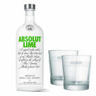 Absolut Vodka Lime Set mit 2 Gl&#228;sern Wodka Limette Alkohol Flasche 40 % 1 L