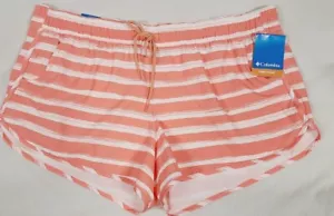 Columbia Omni Shade Bogata Bay Stretch Shorts 3" 50 UPF Stripe Coral Women's XXL - Picture 1 of 12
