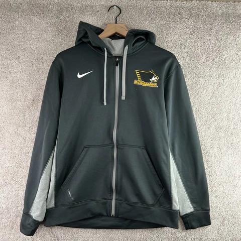 Michigan Tech Huskies Sweatshirt Mens Medium Gray Nike Hoodie Swoosh Logo Therma Cover