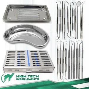 23 Pcs Premium Quality Dental Instruments Probes Explorer Mirror Pliers w/ Trays - Picture 1 of 3