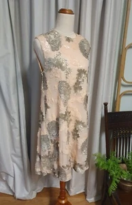 Seqin Embroidered Sparkly Pale Pink Floral Dorothy Perkins Dress Size 12 - Picture 1 of 14