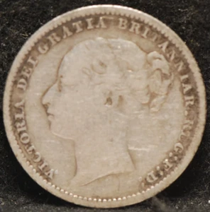 Great Britain, 1885 Shilling, KM734.4, Silver, .1682 oz, Fine, 4-27 - Picture 1 of 2