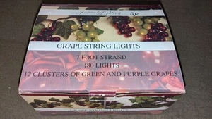 Festive Lighting Grapes String Lights Purple & Green 12 Clusters 180 Lights 7 Ft - Picture 1 of 5