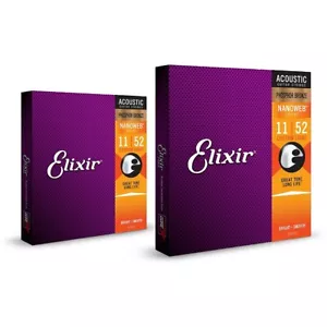 Elixir Phosphor Bronze Acoustic Guitar Strings Custom Light (11-52) 2-Pack - Picture 1 of 4