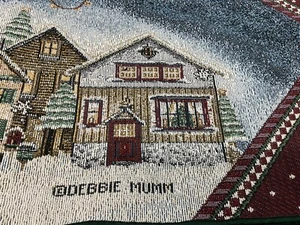 Debbie Mumm Snow Angel Christmas Table Runner Color Tapestry Green Tassels 71” - Picture 1 of 15
