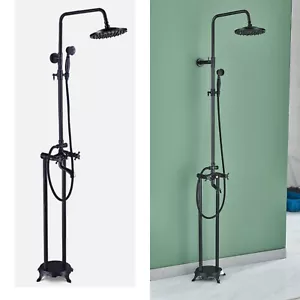 Floor Mounted Free Standing Rainfall Shower Head W/Tub Spout Shower Faucet Set - Bild 1 von 7