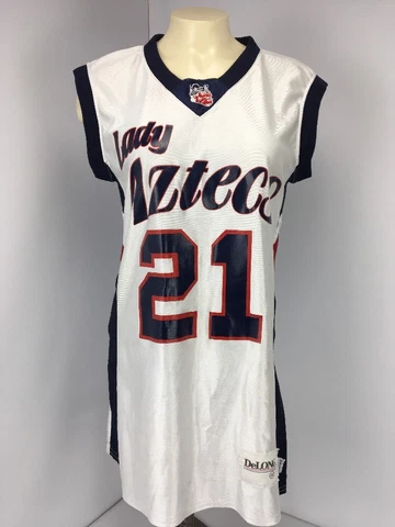 VTG 80s Lady Aztecs San Diego State College Womens Basketball Jersey #21 Sz 38 Cover