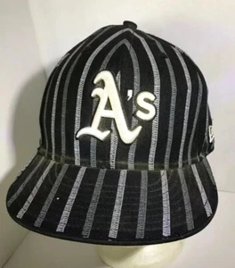 New Era 59Fifty A para hombre gorra ajustada negra blanca gris alfiler a rayas 7 3/8 lana - Imagen 1 de 10