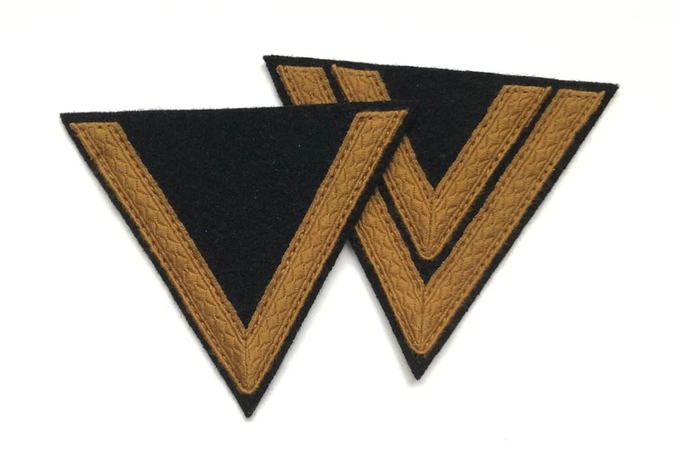 WWII GERMAN REPRODUCTION BLACK WOOL TROPICAL TRESSE CHEVRONS - MADE IN THE USA - Image 1 of 1