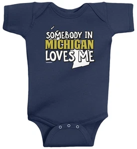 Traje infantil Threadrock Baby Somebody In Michigan Loves Me Wolverine State - Imagen 1 de 6