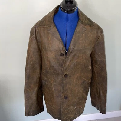 Leather Point Vera Pelle Leather Jacket Made Italy Sz 50 Beautifully Distressed - Image 1 of 4