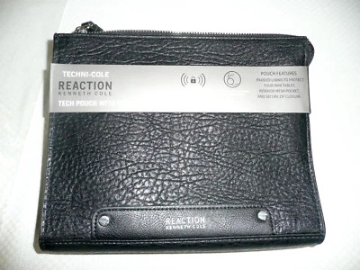 Kenneth Cole Mini iPad Travel Pouch RFID Security Blocking Earbud Reaction BLACK - Image 1 of 4