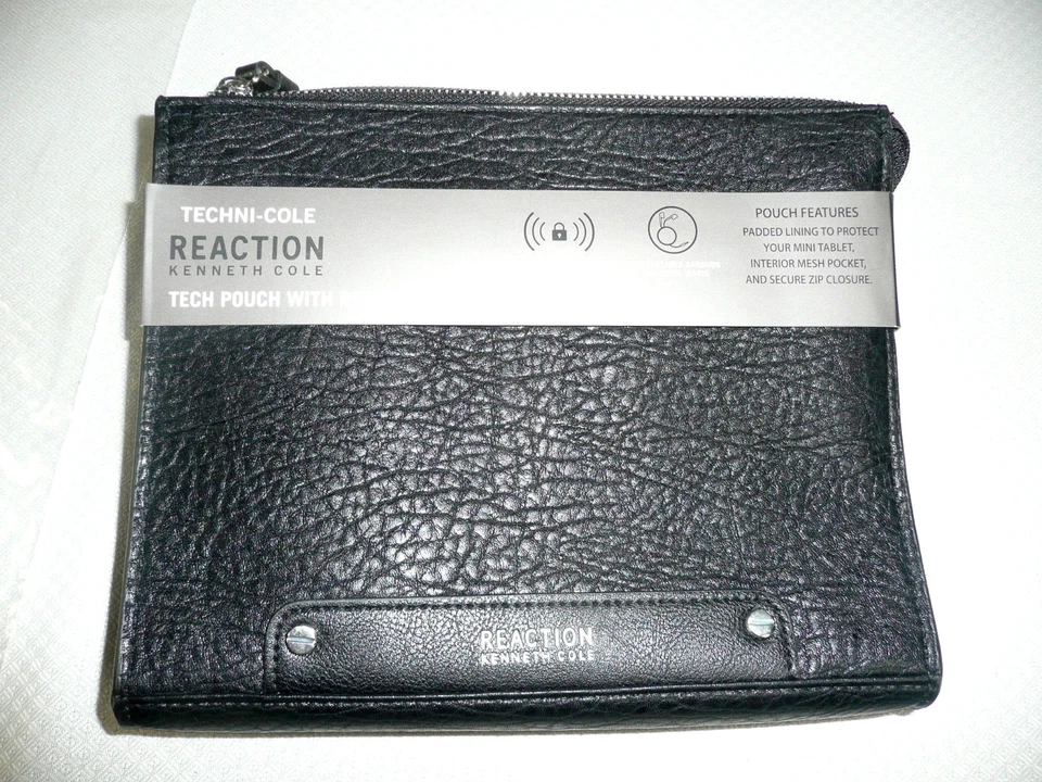 Kenneth Cole Mini iPad Travel Pouch RFID Security Blocking Earbud Reaction BLACK - Image 1 of 4