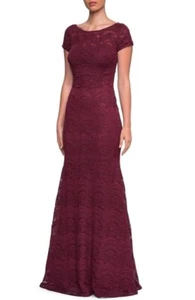 La Femme GARNET Women's Floral Lace Short-Sleeve Gown, US 12 - Picture 1 of 2