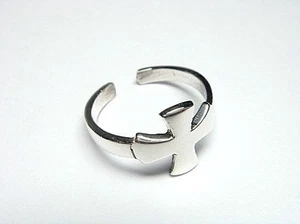 925 Sterling Silber Eisernes Kreuz verstellbar hochglanzpoliert rosa Zehenring - Bild 1 von 1