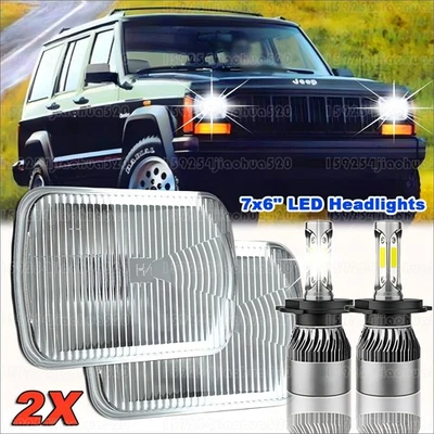Par de faros LED 5x7" 7x6" haz sellado alto/bajo para Jeep Cherokee XJ 1984-2001 Foto 1 de 4