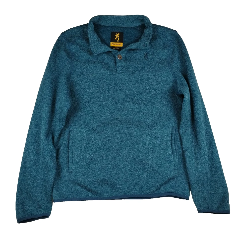 Suéter Pullover Bolsillos Browning Buckmark Logo Polar Para Hombres Talla M Azul Teal Usado en Excelente Condición Foto 1 de 4