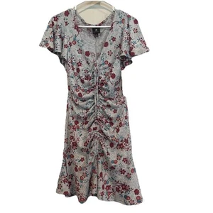 *NWT* Disney Princess Juniors Size Small Gray Floral Ruched Front Dress - Picture 1 of 15