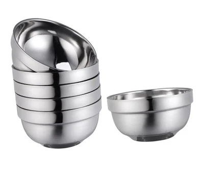 Tazones de arroz de acero inoxidable aislados de doble capa Cabilock 4 piezas fáciles de limpiar Foto 1 de 4