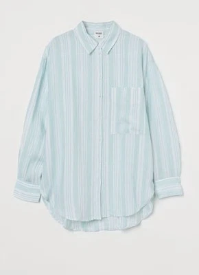 H&M Lemlem By Liya Kebede Organic Oversized Linen Striped Shirt, Size XS, NWT - Image 1 of 4