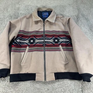Vintage Pendleton Jacket Men XL Tan Navajo Aztec Western Wool Zip Up USA 90s - Picture 1 of 23