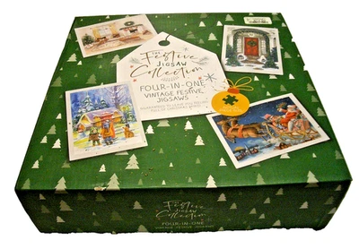 Professor Puzzle-The Festive Jigsaw Collection Four-in-One Puzzles-Holiday-NIB - Image 1 of 4
