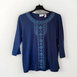 Alfred Dunner Damen Top Blau Perlen Gr. - Bild 1 von 3