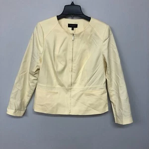 Talbots Women Full Zip Jacket Top Size 12 Yellow Cotton Blend M034 -7 - Picture 1 of 17