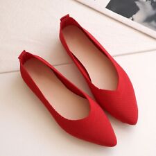 Womens Pointed Toe Shallow Flat Shoes Mesh Soft Bottom Ballet Flats Knit Shoes