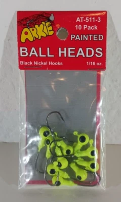 Упаковка из 10 ОКРАШЕННЫХ ШАРИКОВЫХ ГОЛОВОК ARKIE желтые AT-511-3 - Изображение 1 из 4