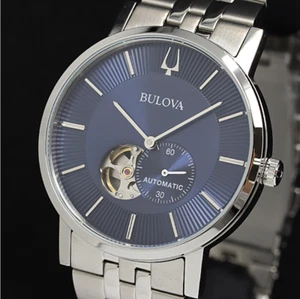 Bulova 96A247 Open Heart Blue Dial Automatic 41mm Men’s Watch Swiss Made w/Box - Bild 1 von 12