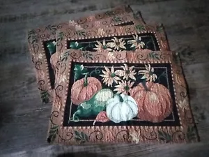 Placemats Set Of Four Pumpkin Sunflowers Autumn Colors 18" X 13" - Picture 1 of 5